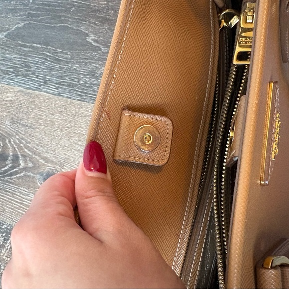 Prada Large Saffiano Tan Lux Promenade Bag - Top Handle Crossbody - Picture 12 of 16